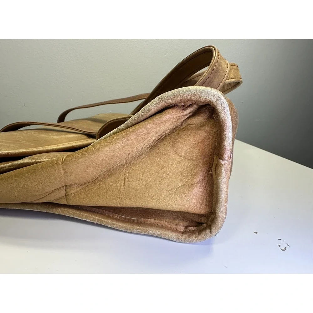Vintage RENWICK Tan Brown Leather Messenger Bag Shoulder‎ Straps